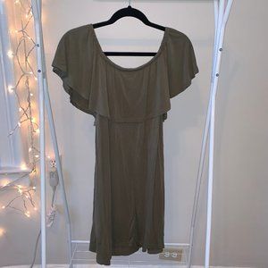 Francescas Olive Green Off-the-shoulder Dress